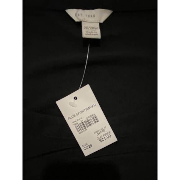 Cato Plus Sz 26/28 Black Asymmetric Sheer Hem Blouse 3/4 Sleeve Stretch Top NWT - Picture 3 of 12